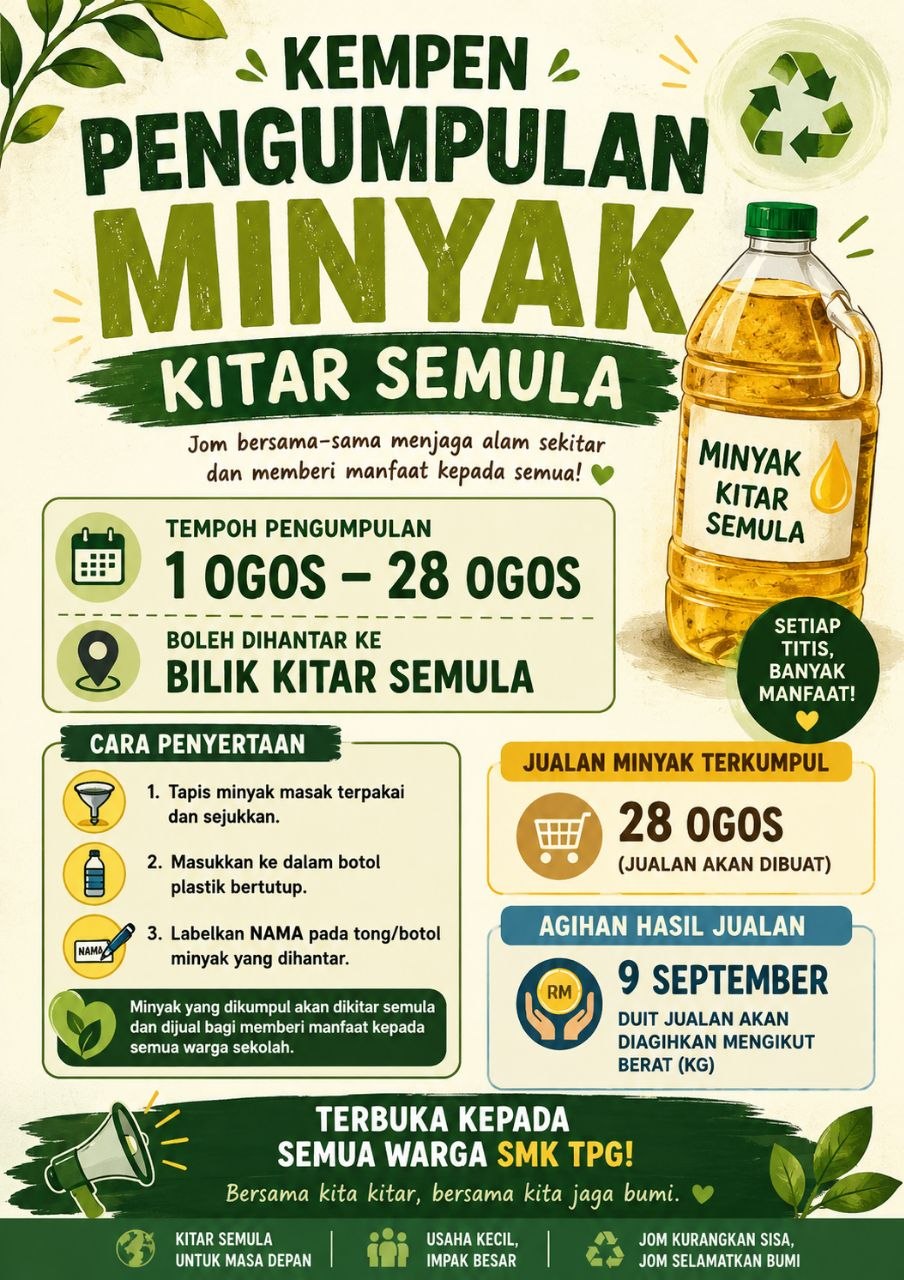 📢 JANGAN BUANG, JOM TUKAR MINYAK TERPAKAI JADI DUIT! ♻️💰